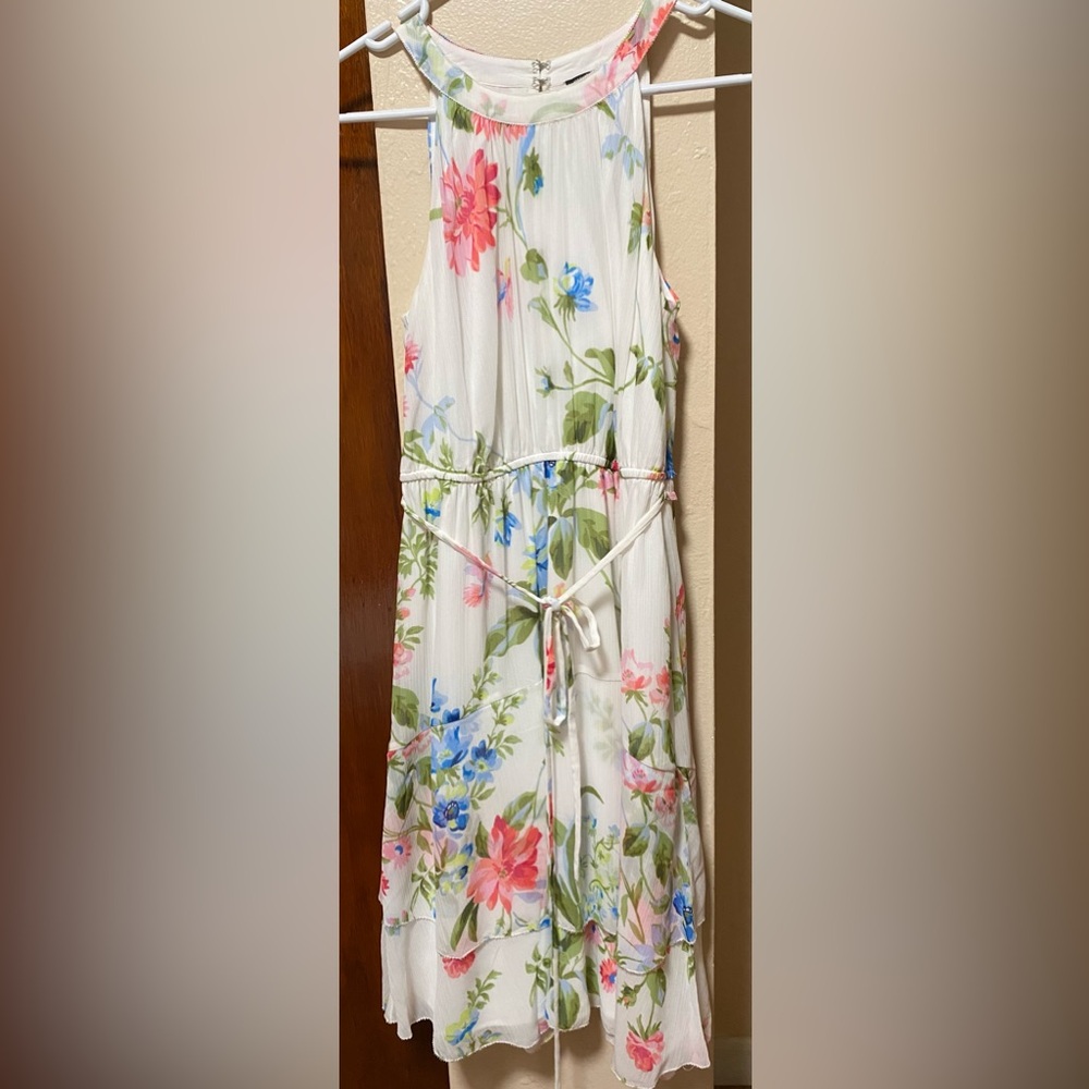 Ann Taylor White Floral Midi Dress Size 4P